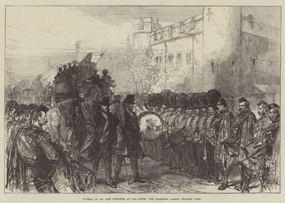 Begrafenis van Sir John Burgoyne in de Tower, de processie passeert Traitors